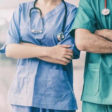 Doctor and nurse in NHS hospital