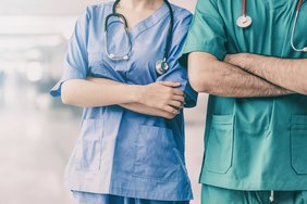 Doctor and nurse in NHS hospital